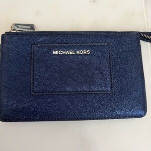 Michael Kors wristlet / clutch NWOT in shimmery navy blue